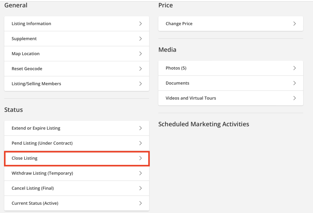 closing listing