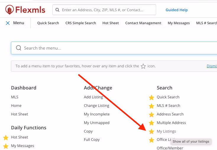 selecting office listing